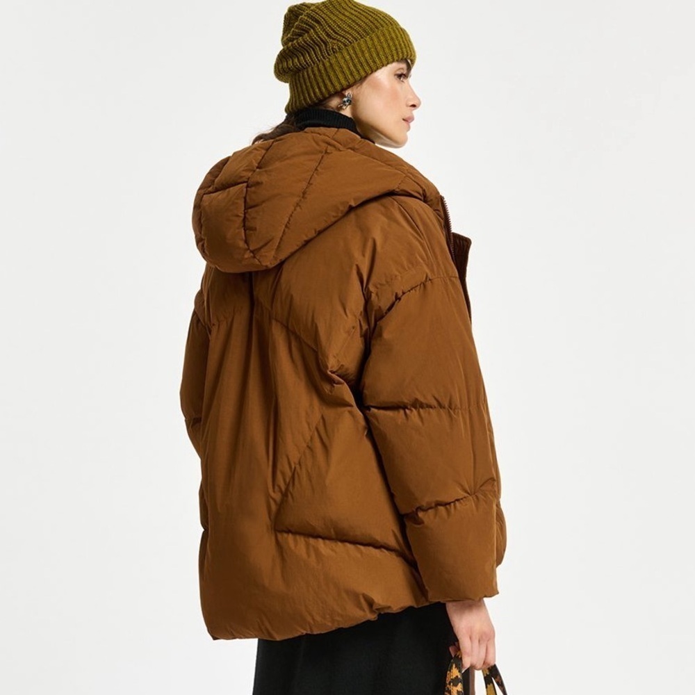 Essentiel antwerp brown and yellow chameleon puffer jacket - Picture 5 of 16